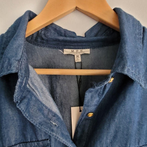 MPH Collection Denim Dress Plus Size 1X Classic Style Preppy Basic Casual NWT - Picture 4 of 4